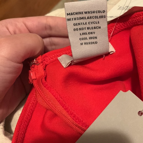 CAD Nordstrom Red Bodycon Cutout Halter Dress Black Tie Midi Slit Open Back - Picture 5 of 9